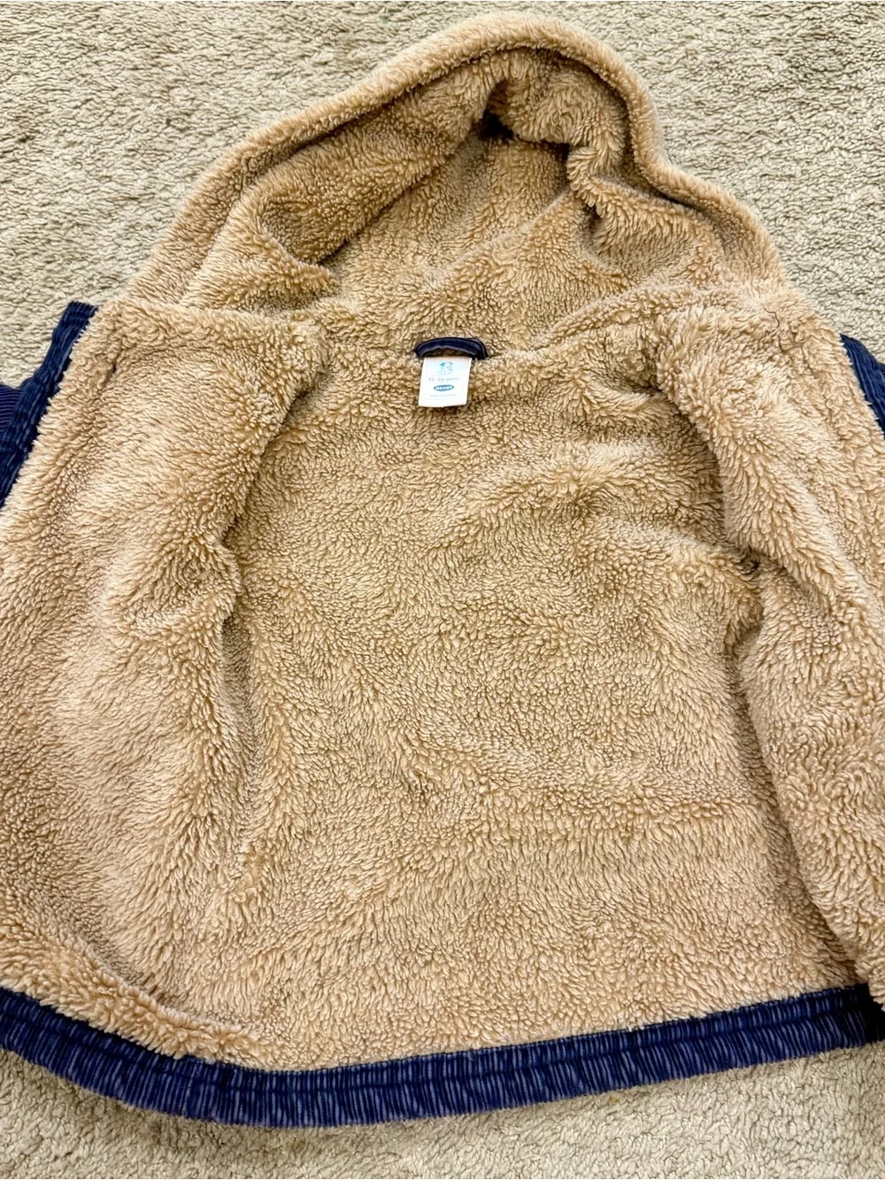 Old Navy Toddler Corduroy Hooded Toggle Coat Jacket Navy Blue 12-18 Months